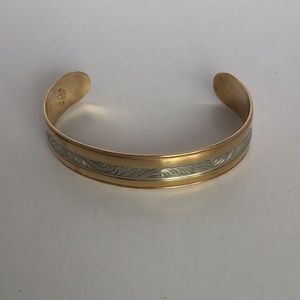 Sterling silver and brass cuff bracelet